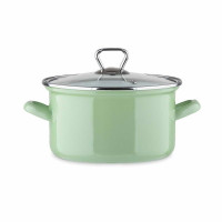 Enamel pot with glass lid, green 5.6 l Enameled saucepan BIOL 5.6 l CE24G