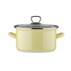Enamel pot with glass lid, yellow 3.1 l Enameled saucepan BIOL 3.1 l CE20Y
