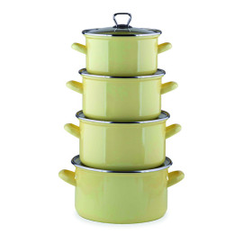 Enamel pot with glass lid, yellow 3.1 l Enameled saucepan BIOL 3.1 l CE20Y