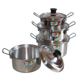 A set of aluminum pans with lid 2 l 3 l 4 l 5.3 l Set of aluminum pots BIOL 2 l, 3 l, 4 l, 5.3 l AS2026