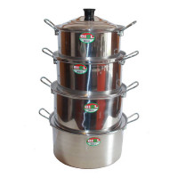 A set of aluminum pans with lid 6.7 l 8.5 l 10 l 12.7 l Set of aluminum pans BIOL 6.7 l, 8.5 l, 10 l, 12.7 l AS2834
